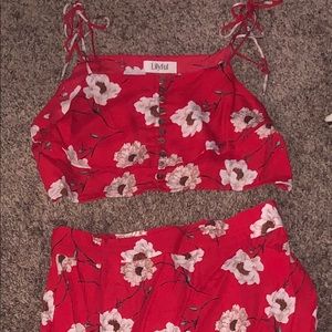 2 piece, crop top and skirt